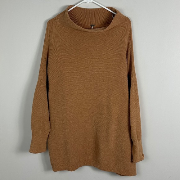 Free People Taupe Ottoman Slouchy Tunic‎ Sweater Dress Size Large Knit Bohemian - Picture 3 of 13